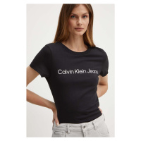 Bavlněné tričko Calvin Klein Jeans černá barva, J20J220253