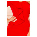 Elegantní červené dámské šaty s volánkem a dekoltem model 14619009 - numoco