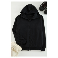 Trendyol Anthracite Melange Oversize/Wide Cut Zippered Special Collar Cotton Sweatshirt