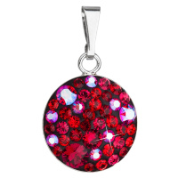 Stříbrný přívěsek s krystaly Swarovski červený kulatý 34225.3 cherry