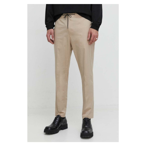 Kalhoty HUGO pánské, béžová barva, jednoduché, 50507708 Hugo Boss