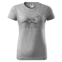 DOBRÝ TRIKO Dámské tričko s potiskem Kde drbat psa Barva: Tmavě šedý melír