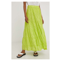 Bavlněná sukně Answear Lab zelená barva, maxi, áčková
