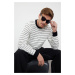 Trendyol Ecru Casual Slim Slim Fit Crew Neck Striped Knitwear Sweater