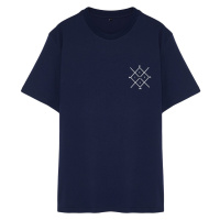 Trendyol Large Size Navy Blue Regular Cut Comfortable Printed 100% Cotton T-Shirt