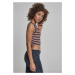 Ladies Rib Stripe Cropped Top - white/navy/fire red
