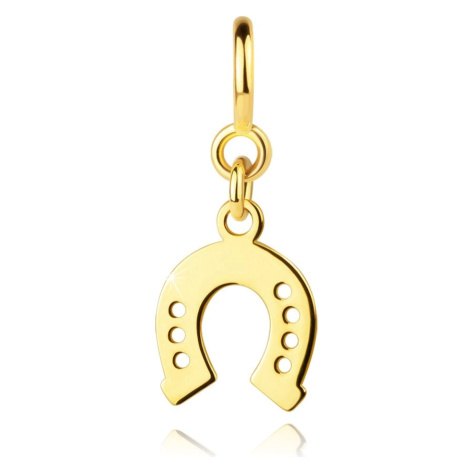 Náramek s přívěskem ze 14karátového zlata - podkova s kulatými výřezy, pérový kroužek Šperky eshop
