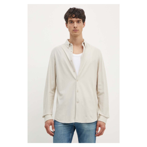 Bavlněná košile Calvin Klein béžová barva, regular, s límečkem button-down, K10K113311