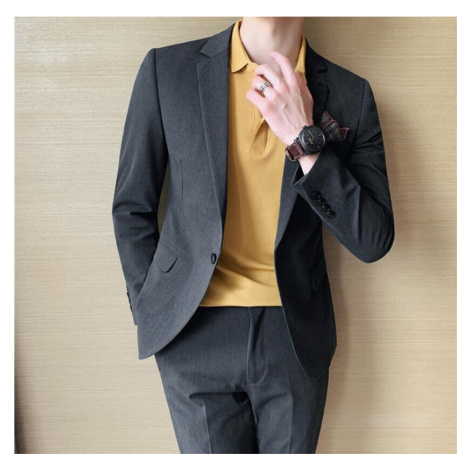 Jednobarevný hladký oblek luxusní sako + kalhoty JFC FASHION
