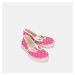 Růžová dívčí obuv na doma s puntíky