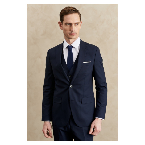 ALTINYILDIZ CLASSICS Men's Navy Blue Slim Fit Slim Fit Monocollar Nano Suit With Vest, Wool and  AC&Co / Altınyıldız Classics