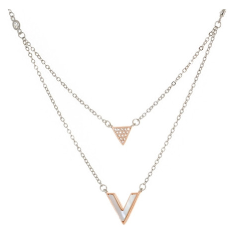 Dvojitý pozlacený stříbrný náhrdelník do šipky s perletí STNAH195F Ego Fashion