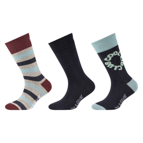 QS by s.Oliver Dětské ponožky, 3 páry (navy modrá / bordó / šedá / modrá)