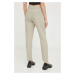 Kalhoty Bruuns Bazaar dámské, béžová barva, high waist