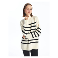 LC Waikiki LCW Vision Half Turtleneck Striped Long Sleeve Oversize Women's Knitwear Sweater