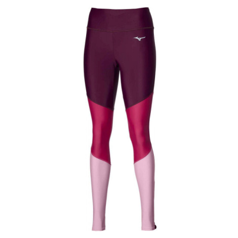 Mizuno CORE LONG TIGHT Dámské běžecké elastické kalhoty, vínová, velikost