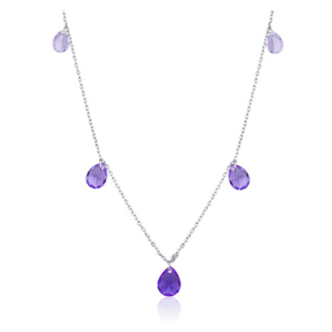 Dámský stříbrný náhrdelník s fialovými zirkony STNAH124F JVD