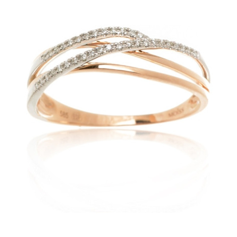 Dámský prsten z růžového zlata s diamanty BP0066F + DÁREK ZDARMA Ego Fashion