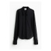 H & M - Přiléhavá košile ze'síťoviny - černá
