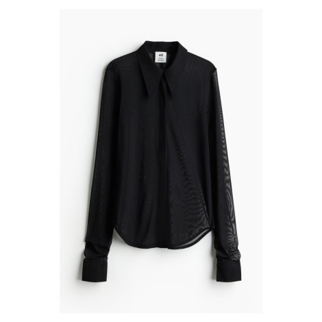 H & M - Přiléhavá košile ze'síťoviny - černá H&M