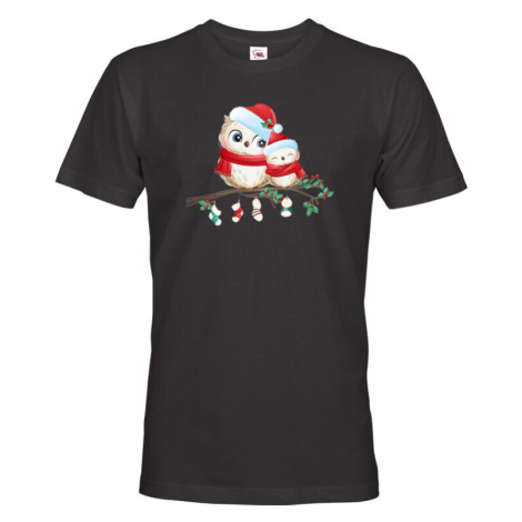 Vánoční pánské tričko s potiskem vánočních soviček BezvaTriko