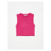 Dilvin 10172 Crew Neck Sleeveless Sweater-fuchsia