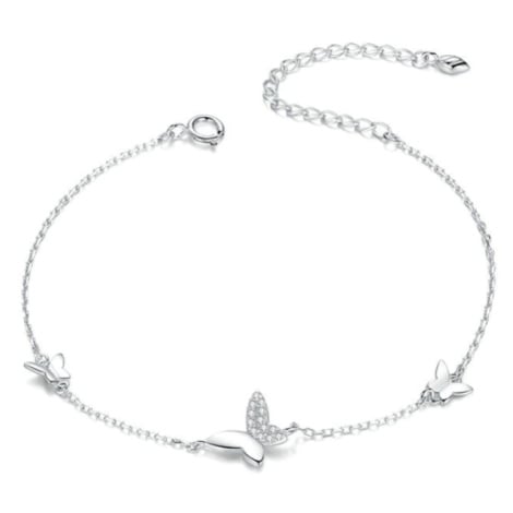 GRACE Silver Jewellery Stříbrný náramek se zirkony Malý motýlci, stříbro 925/1000 NR-SCB197/10 S
