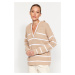 Trendyol Beige Udržitelnější pruhovaný pletený svetr