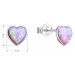 Stříbrné náušnice pecky se syntetickým opálem růžové srdce 11337.3