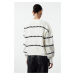 Trendyol Ecru Openwork/Hole Striped Knitwear Sweater