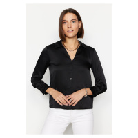 Trendyol Black Basic Woven Satin Shirt