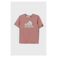 Dětské bavlněné tričko adidas růžová barva