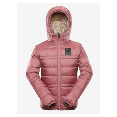 Béžovo-růžová dětská oboustranná zimní bunda ALPINE PRO EROMO