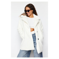 Trendyol White Oversize Wide Cut Plush Coat