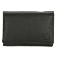 Double-D Černá praktická kožená peněženka 