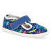 Barefoot dětské plátěné sandály Jonap - Baby dino modré
