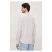 Košile Michael Kors pánská, béžová barva, slim, s límečkem button-down