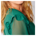 Blancheporte Jednobarevné volánové šaty smaragdová