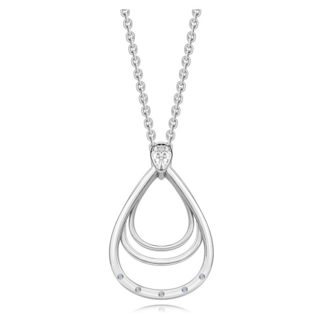 Briliantový náhrdelník ze stříbra 925 - trojitý obrys slzy, kulaté brilianty Šperky eshop