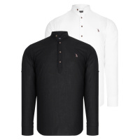 DOUBLE SET G783 DEWBERRY JUDGE COLLAR SHIRT-WHITE-BLACK