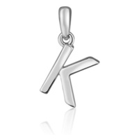 Stříbrný přívěšek písmeno K bez zirkonů STRZ1064KF