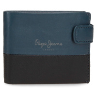 Pepe Jeans Con Monedero kožená peněženka s přezkou - modrá - na šířku