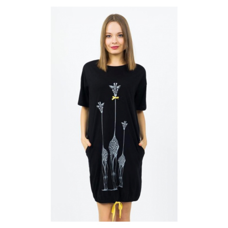 Dámské domácí šaty Vienetta Secret Žirafy | černá