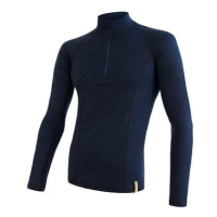 SENSOR MERINO DF pánské triko dl. rukáv zip deep blue