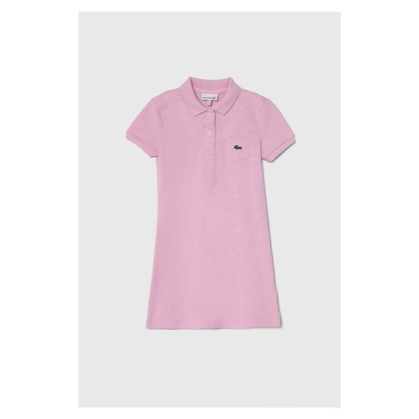 Dětské bavlněné šaty Lacoste růžová barva, mini