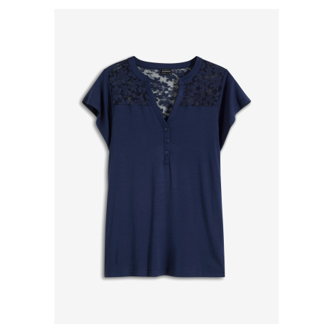 Henley tričko z viskózové směsi Bonprix