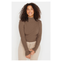 Trendyol Curve Mink Half Turtleneck Jemný pletený svetr