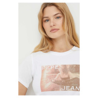 Bavlněné tričko Pepe Jeans HIGI bílá barva, PL505744