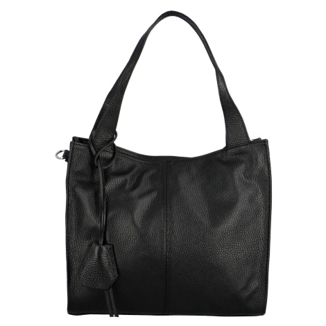 Praktická elegantní kožená kabelka Valeria, černá Delami Vera Pelle