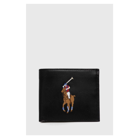 Kožená peněženka Polo Ralph Lauren černá barva, 405898356